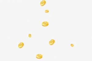 黄色卡通漂浮金币创意