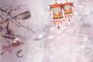 古代曲艺戏曲灯笼诗词背景banner