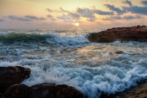 海洋 海浪 日落 海岸 风景 4k壁纸 3840x2160