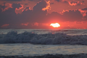 大海 地平线 日落 海浪 太阳 云 4k壁纸 3840x2160