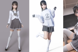 jk制服 可爱3d美少女拼图4k壁纸