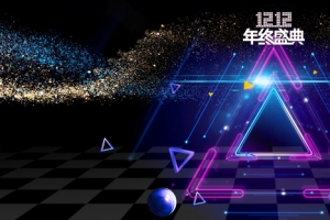 双12狂欢节三角黑金质感banner