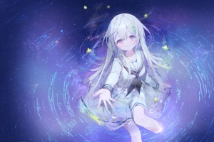 梦幻 唯美 水波 小女孩 星星 4K动漫壁纸