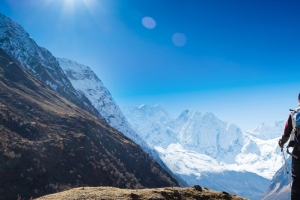 登山 雪山 登山者 蓝天