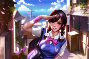 DVA,校服,守望先锋Overwatch壁纸