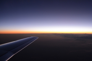 空中日落机翼3440x1440风景壁纸