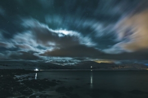 山脉 星空 湖泊 水 雪 夜间 4k壁纸 3840x2160