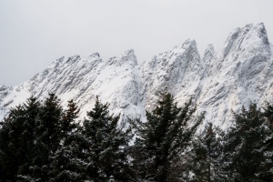 山 峰 树 顶部 雪 4k壁纸 3840x2160