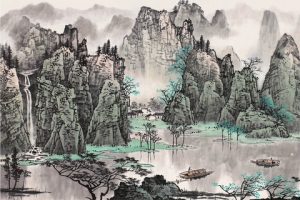 中国国画风景山水画网站背景图