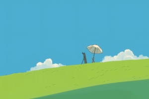 简约风景 蓝天 白云 绿草地3000x2000壁纸